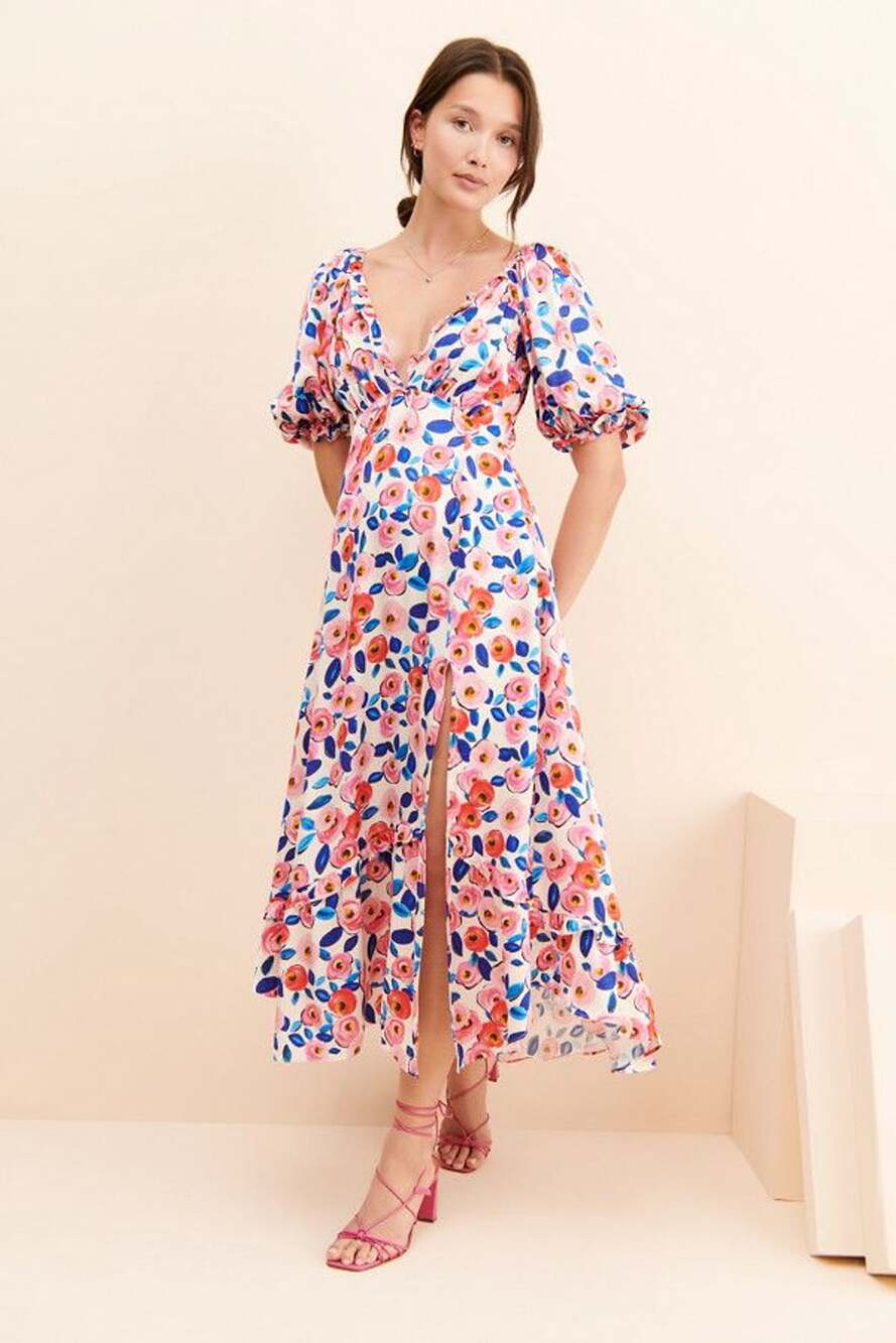 For Love & Lemons Gianna Midi Dress Size M Floral